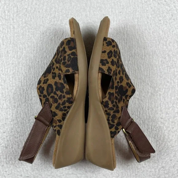 Aerosoles Badlands Wedge Sandals Womens 7M Leopard Print Slingback Comfort Shoes - Picture 5 of 8